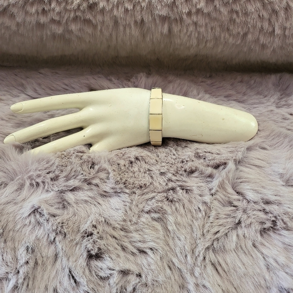 Handmade Cream Ceramic Silver Plated Cuff Bracelet